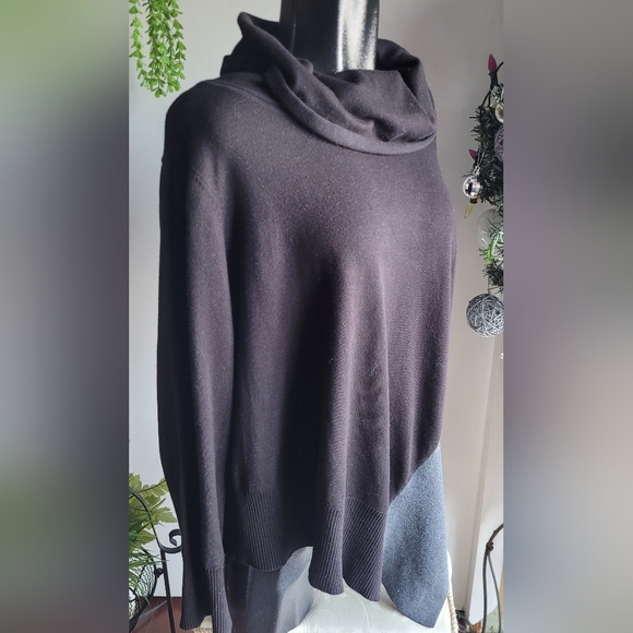 89th + Madison Black and Grey Cowl Turtleneck Sweater XL - Picture 3 of 7